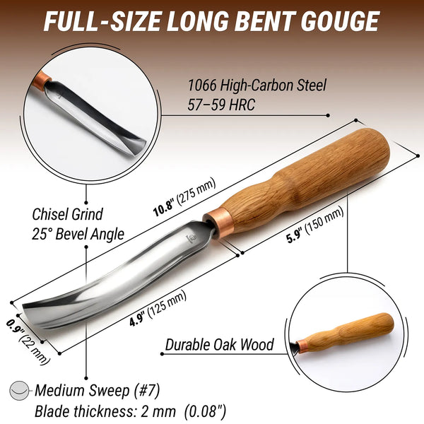 Long Bent Gouge 7L (22mm) - G7L/22