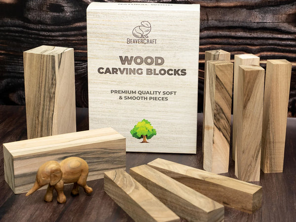 Set of Walnut Carving Blocks for Wood Carving – 10 pcs – BW10 Walnut