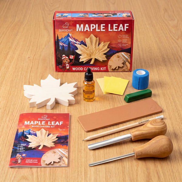 Maple Leaf Carving Kit – Complete Relief Carving Kit for Beginners, Kids & Adults