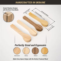 Spoon Carving Blanks Set (4 pcs) for Wood Carving – Mixed Wood (Basswood, Cherry, Mulberry, Walnut) – BB2