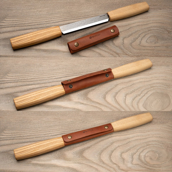 Drawknife for Woodworking – Carbon Steel Knife with Leather Sheath – DK2S