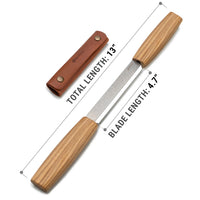 Drawknife for Woodworking – Carbon Steel Knife with Leather Sheath – DK2S