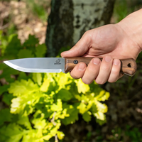 Bushcraft Knife for Camping & Outdoor – Carbon Steel Knife with Walnut Handle & Leather Sheath – BSH6 Breeze
