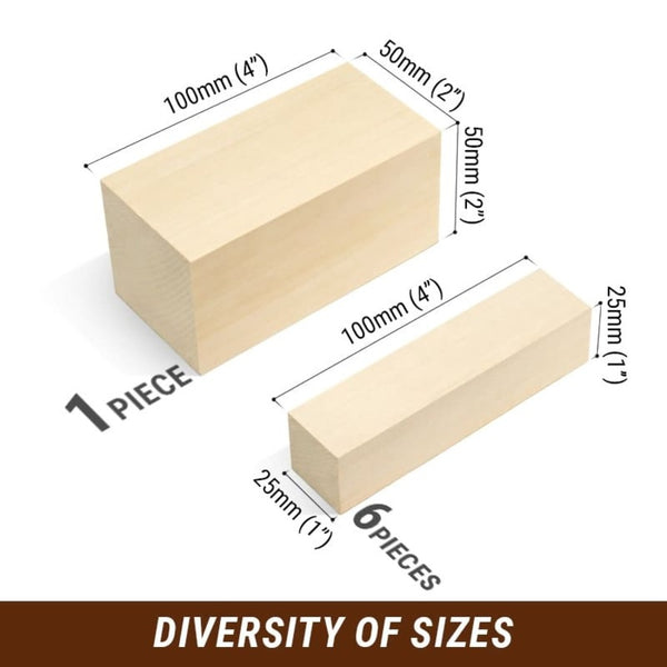 7-Piece Basswood Carving Block Set for Wood Carving
