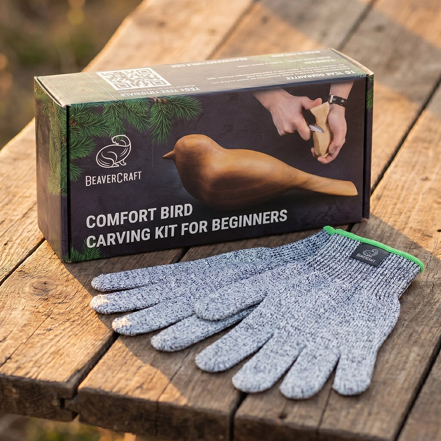 Comfort Bird Kit  – DIY Carving Kit with Safety Gloves in size S
