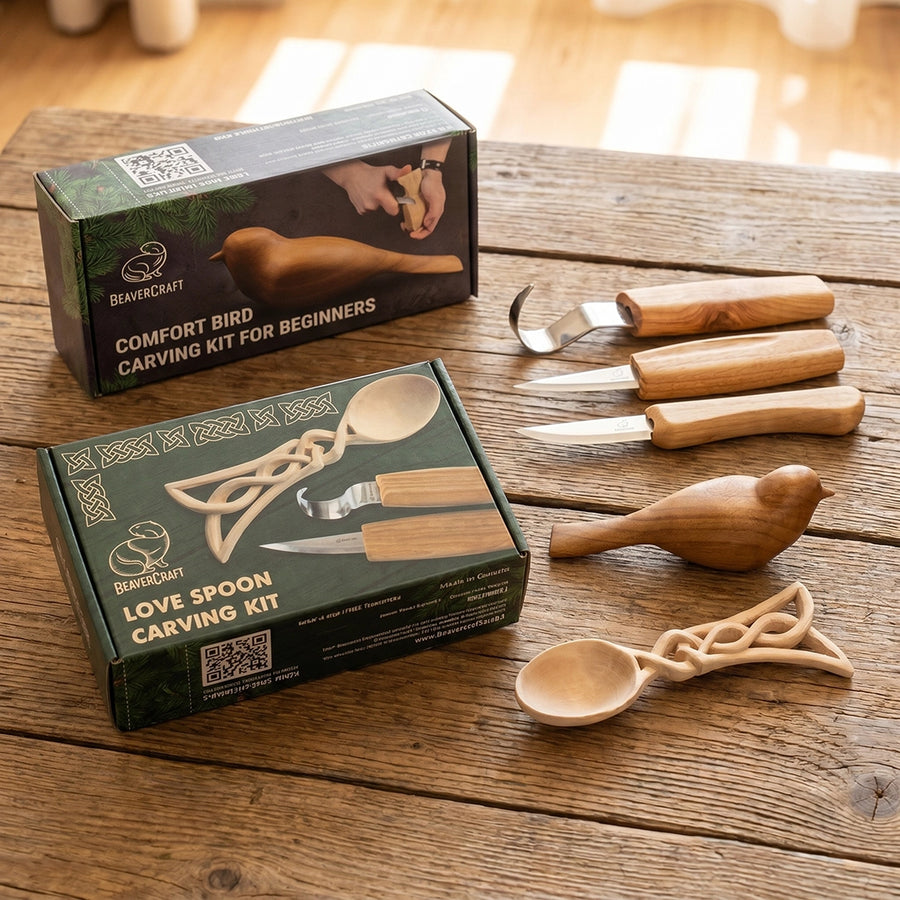 Comfort Bird & Celtic Spoon DIY Set - Beginner Woodcarving Kits