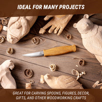 Sloyd Whittling Knife – Long Blade Wood Carving Knife for Roughing & Shaping Wood – C4