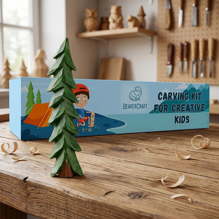 Spruce Tree Carving Kit DIY08 – Starter Whittling Kit for Kids