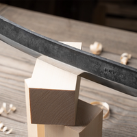 Hand-Forged Drawknife for Woodworking & Debarking – Forged Carbon Steel Knife with Walnut Handles & Leather Sheath – DK4S