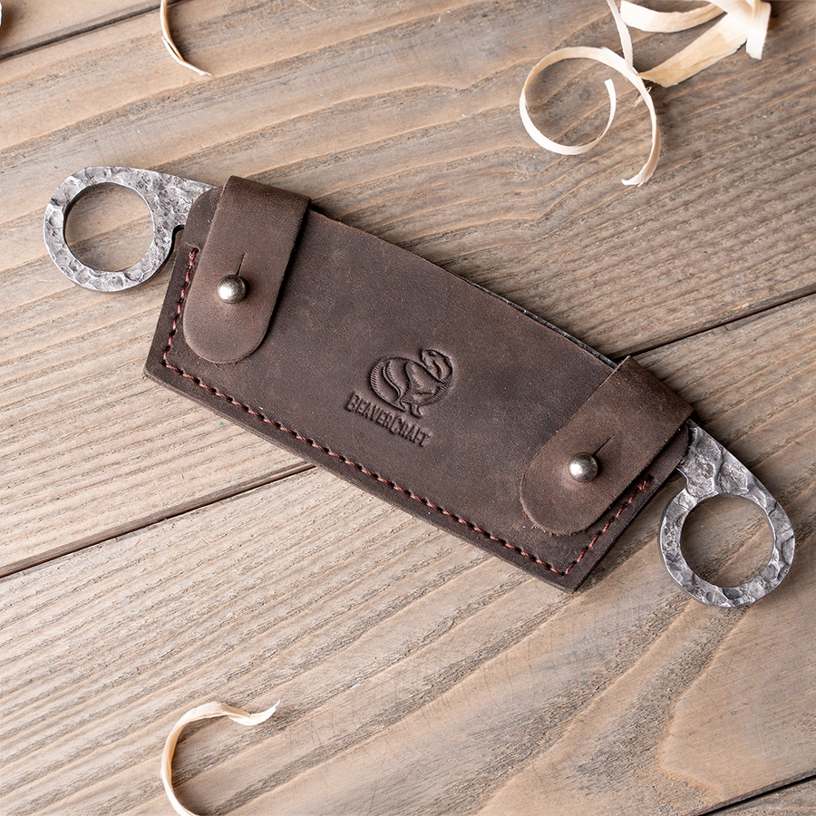 Hand-Forged Drawknife DK5S – Compact, Leather Sheath