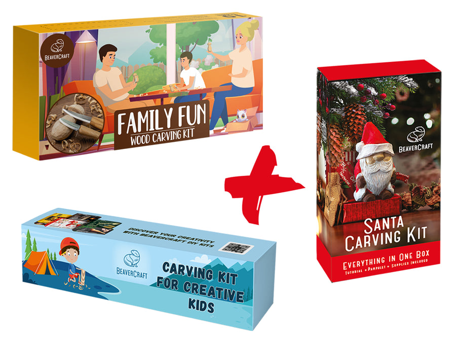 Holiday Carving Trio – Santa, Tree & Mushroom