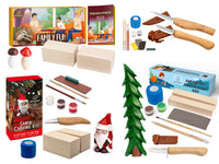 Holiday Fun Set – Complete Wood Carving Kit Bundle with Santa, Family Fun & Spruce Tree – BDIY06_08_09