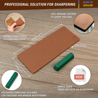 Leather Strop for Knife Sharpening – Double-Sided Leather Strop with Polishing Compound – LS2P1