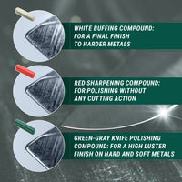 Polishing Compound Set for Leather Strops – 3 Stropping Compounds (Red, White, Green) – P03
