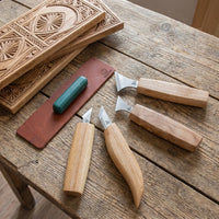 4-Piece Chip Carving Knife Set – Wood Carving Set for Wood Decorating in Tool Roll – S05