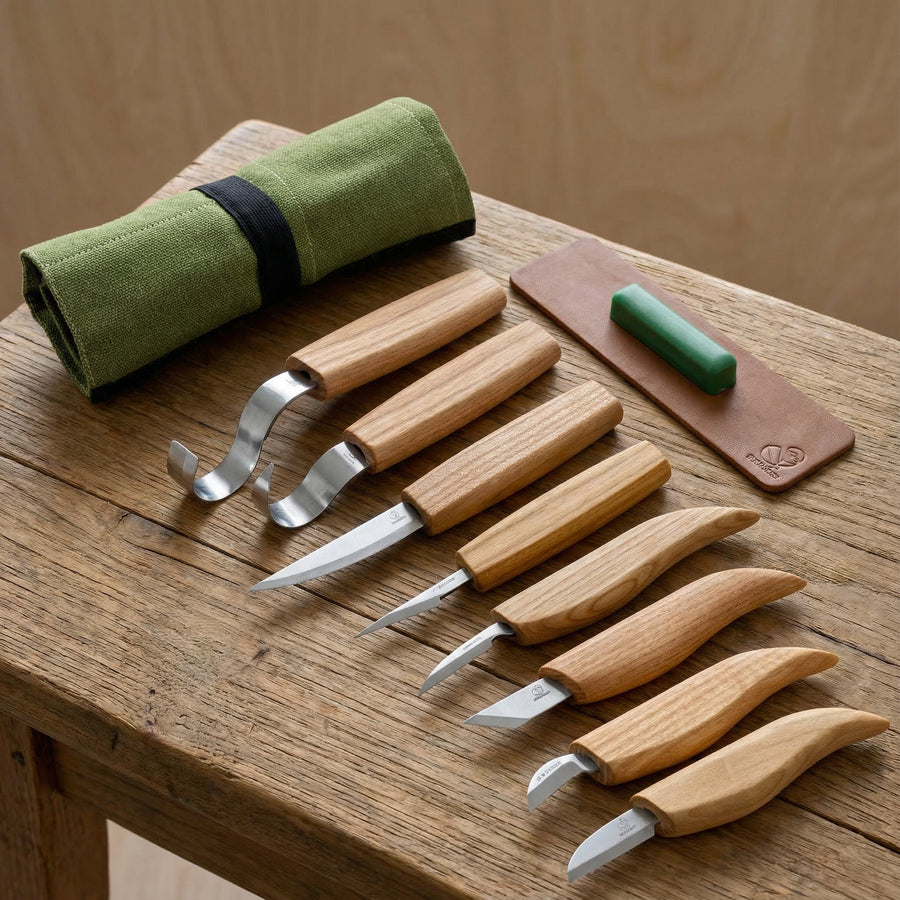 8-Piece Wood Carving Tool Set – Extended Wood Carving Knife Set in Tool Roll – S08