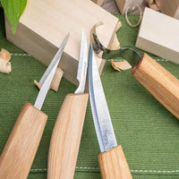 4-Piece Wood Carving Knife Set  – Whittling, Detail & Spoon Carving Knives Set in Tool Roll – S09