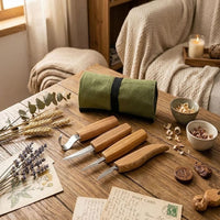 4-Piece Wood Carving Knife Set  – Whittling, Detail & Spoon Carving Knives Set in Tool Roll – S09