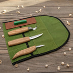 Left-Handed 3-Piece Spoon Carving Set – Wood Carving Knife Set in Tool Roll – S13L