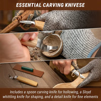 Left-Handed 3-Piece Spoon Carving Set – Wood Carving Knife Set in Tool Roll – S13L