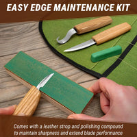 Left-Handed 3-Piece Spoon Carving Set – Wood Carving Knife Set in Tool Roll – S13L