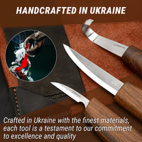 3-Piece Premium Spoon Carving Knife Set – Walnut Handle Wood Carving Knives in Leather Tool Case – S13X