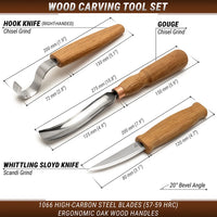 3-Piece Spoon Carving Tool Set – Wood Carving Set for Spoon, Bowl & Kuksa – S14