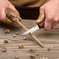 3-Piece Premium Spoon Carving Set – Walnut Handle Wood Carving Tools in Leather Case – S14X