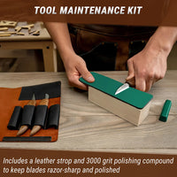 3-Piece Premium Wood Carving Knife Set – Walnut Handle Wood Carving Knives in Leather Tool Case – S15X