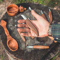 9-Piece Premium Wood Carving Tool Set – Walnut Handle Wood Carving Knives in Leather Tool Bag – S50X