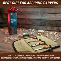 4-Piece Wood Carving Tool Set – Wood Carving Gouge Chisel Set in Tool Roll – SC01