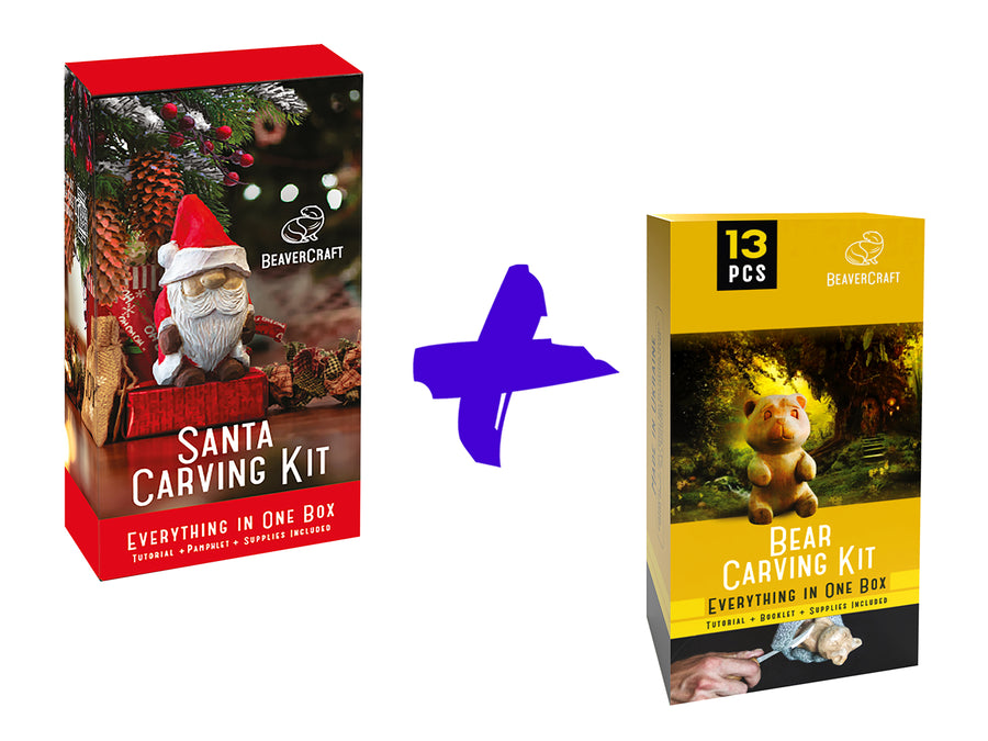 Christmas Carving Bundle – Santa & Bear + 2 Extra Blanks