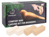 Bird Lover 3-Pack – Comfort Bird Carving Kit + Extra Basswood & Cherry Blocks – BDIY01_BW_BC