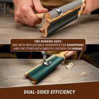 Leather Paddle Strop for Hook Knives & Gouges – Double-Sided Leather Strop with Polishing Compound – LS5P1