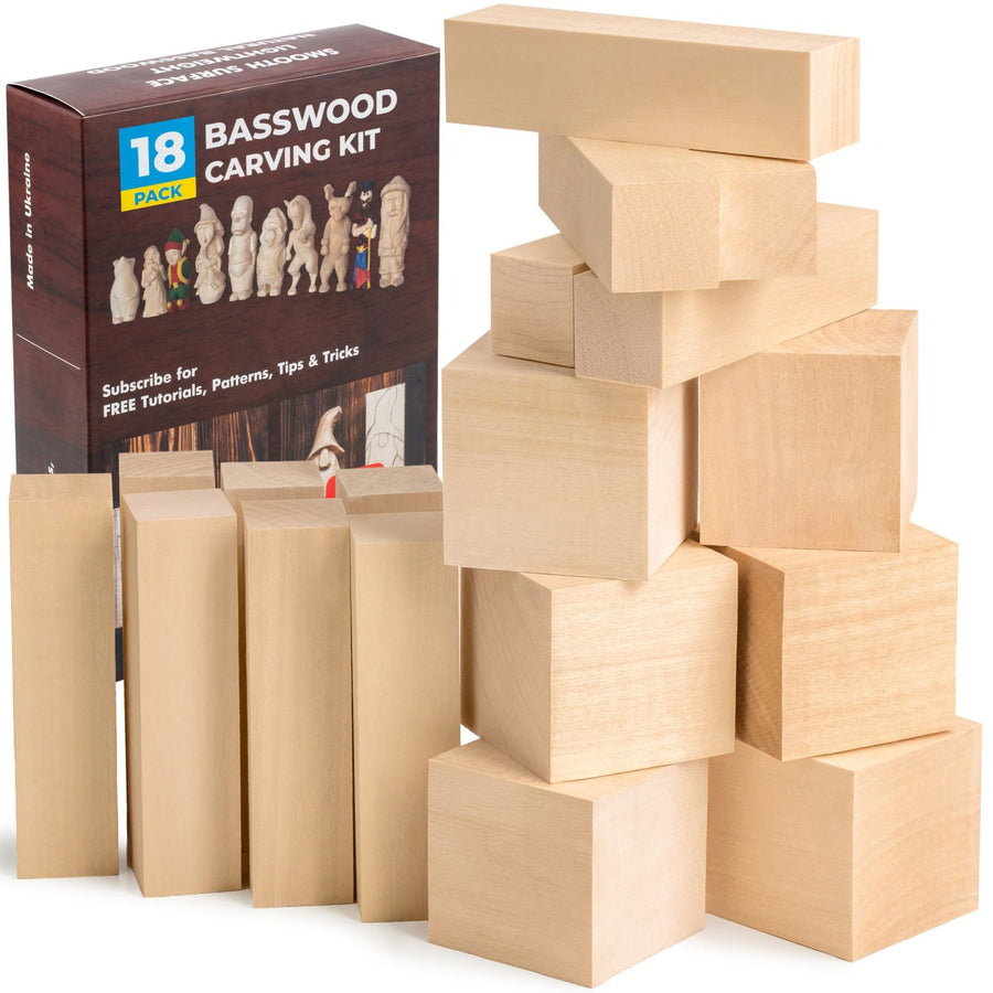 18-Piece Basswood Carving Block Set for Wood Carving