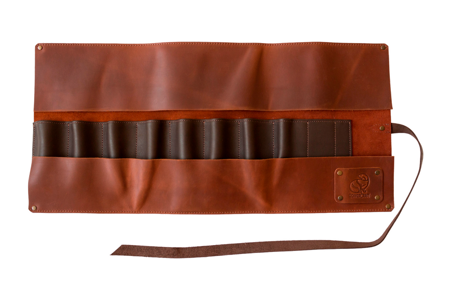 Leather Tool Storage Roll – 8-Slot Leather Roll-Up Tool Organizer – TR8X