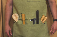 Adjustable Green Canvas Work Apron – Durable Workshop & Craft Apron / AP1