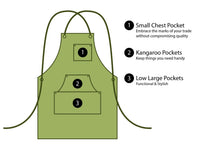 Adjustable Green Canvas Work Apron – Durable Workshop & Craft Apron / AP1