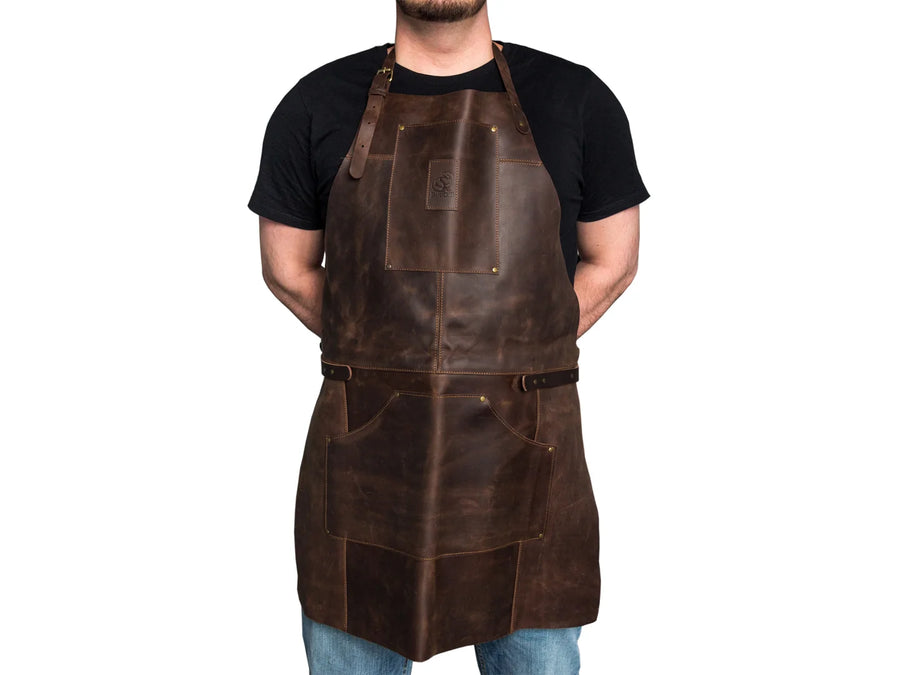 Tablier de travail en cuir marron ajustable – AP2X