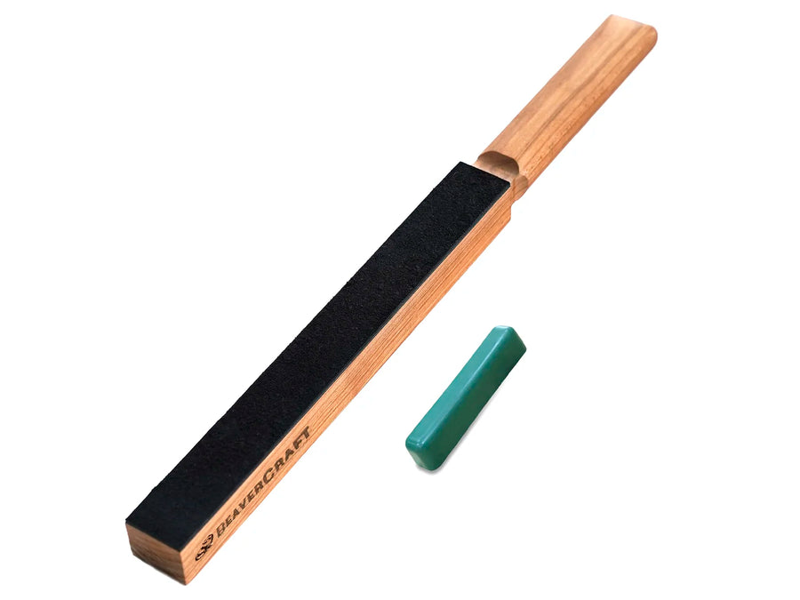 Compact Leather Paddle Strop for Knife Sharpening – One-Sided Leather Strop with Polishing Compound – LS8P1