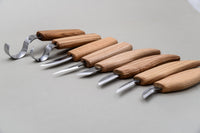 Left-Handed 8-Piece Wood Carving Tool Set – Extended Wood Carving Knife Set in Tool Roll – S08L