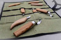 Left-Handed 8-Piece Wood Carving Tool Set – Extended Wood Carving Knife Set in Tool Roll – S08L