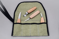 4-Piece Wood Carving Knife Set  – Whittling, Detail & Spoon Carving Knives Set in Tool Roll – S09