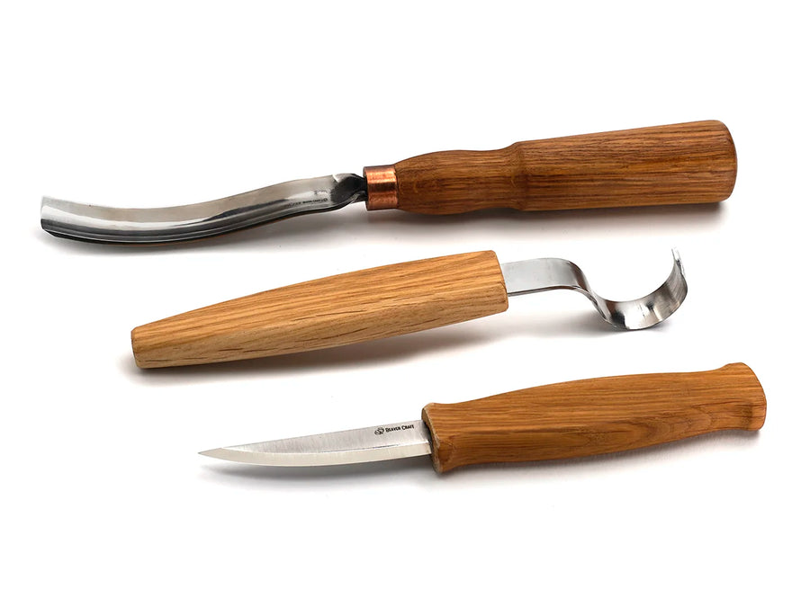 Left-Handed 3-Piece Spoon Carving Tool Set – Wood Carving Set for Spoon, Bowl & Kuksa – S14L