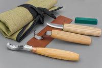 3-Piece Spoon Carving Tool Set – Complete Spoon, Bowl & Kuksa Carving Set in Tool Roll – S38